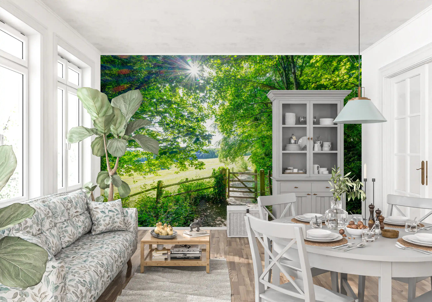 Rustic Woodland Gate Entrance Wall Mural