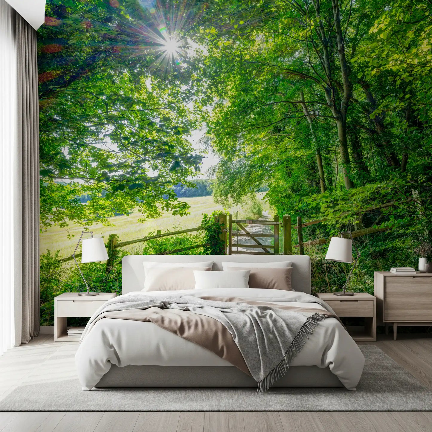 Rustic Woodland Gate Entrance Wall Mural