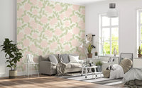 Blush Bloom botanisk skitsetapet