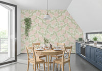 Blush Bloom botanisk skitsetapet