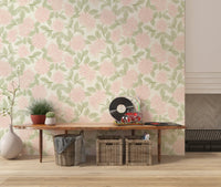 Blush Bloom botanisk skitsetapet