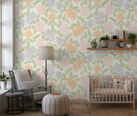 Whimsical Botanical Sketch Pattern Wallpaper⁠