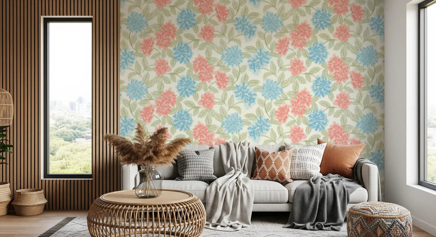 Blooming Painterly Botanical Garden Wallpaper⁠