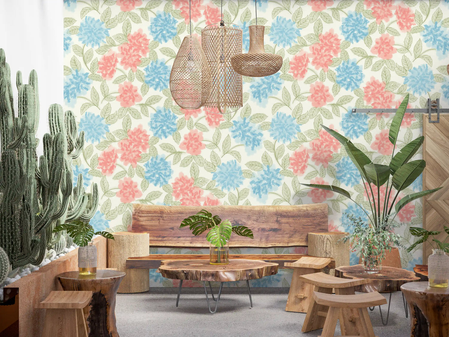 Blooming Painterly Botanical Garden Wallpaper⁠