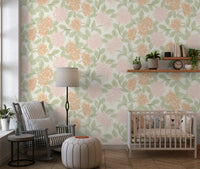 Serene Peony and Leaf Bloom Wallpaper⁠