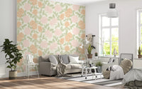 Serene Peony and Leaf Bloom Wallpaper⁠
