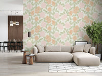 Serene Peony and Leaf Bloom Wallpaper⁠