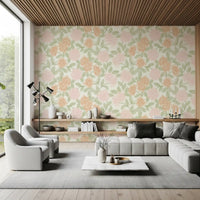 Serene Peony and Leaf Bloom Wallpaper⁠