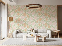 Serene Peony and Leaf Bloom Wallpaper⁠
