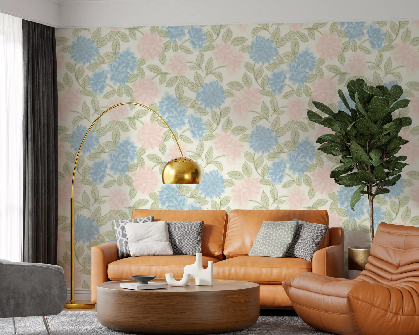 Soft Watercolor Hydrangea Bloom Wallpaper⁠