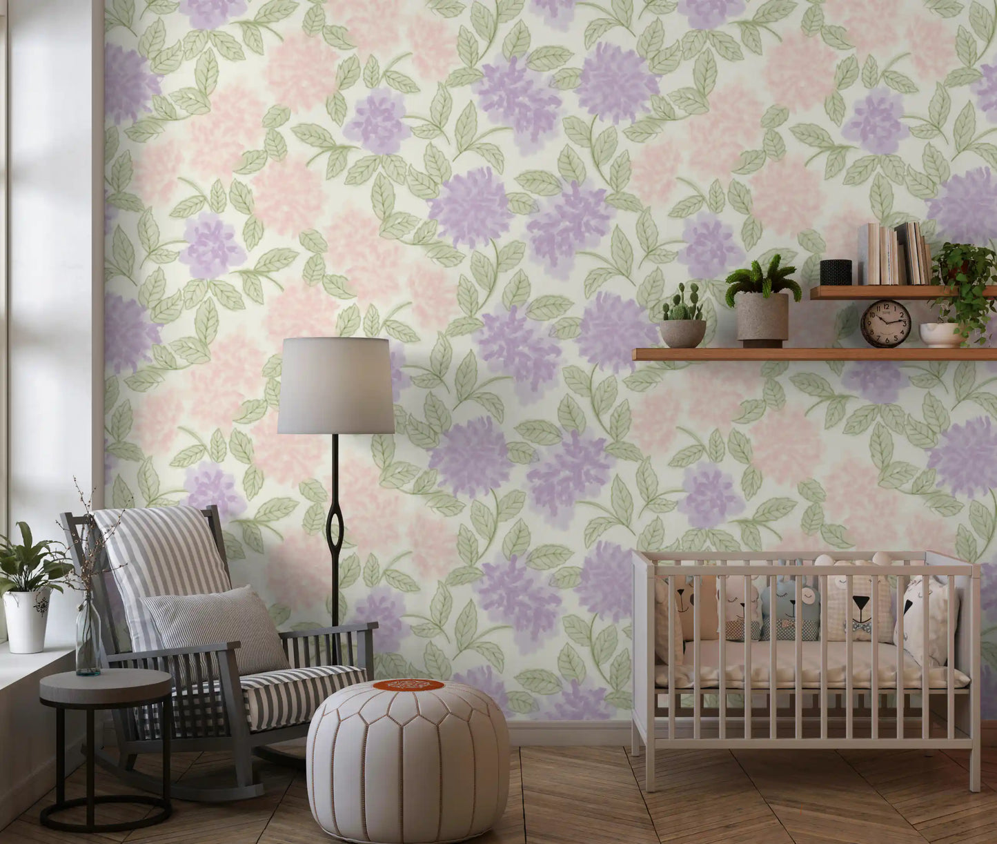 Soft Watercolor Hydrangea Garden Wallpaper⁠