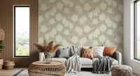 Minimalist Garden Leaf Motif Wallpaper⁠