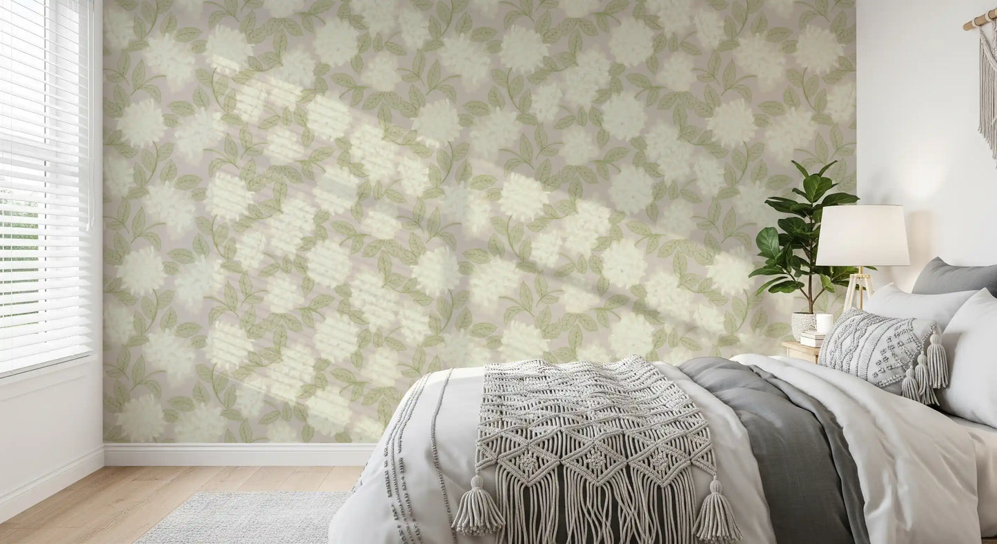 Minimalist Garden Leaf Motif Wallpaper⁠