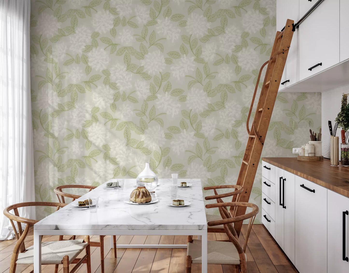 Ethereal Botanical White Bloom Wallpaper⁠
