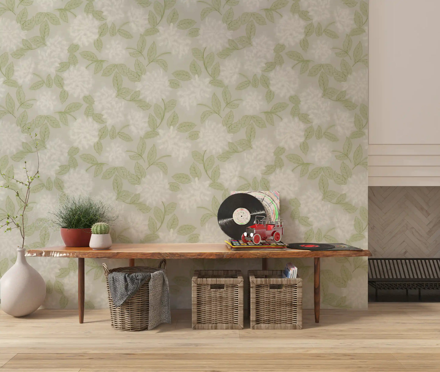 Ethereal Botanical White Bloom Wallpaper⁠