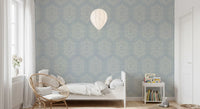 Boho Painted – abstrakte Mudcloth-sekskanter med etnisk geometrisk mønster i franskblå tapet