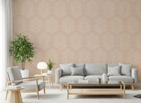 Boho Painted - Abstract Mudcloth Hexagons Tribal Geometric Pattern Cinnamon Tea Wallpaper⁠