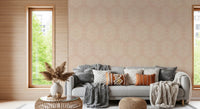 Boho Painted - Abstract Mudcloth Hexagons Tribal Geometric Pattern Cinnamon Tea Wallpaper⁠