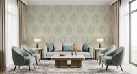 Boho Painted - Abstract Mudcloth Hexagons Tribal Geometric Pattern French Wallpaper⁠