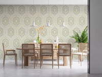Boho Painted - Abstract Mudcloth Hexagons Tribal Geometric Pattern French Wallpaper⁠
