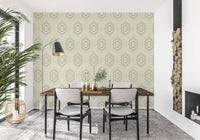 Boho Painted - Abstract Mudcloth Hexagons Tribal Geometric Pattern French Wallpaper⁠