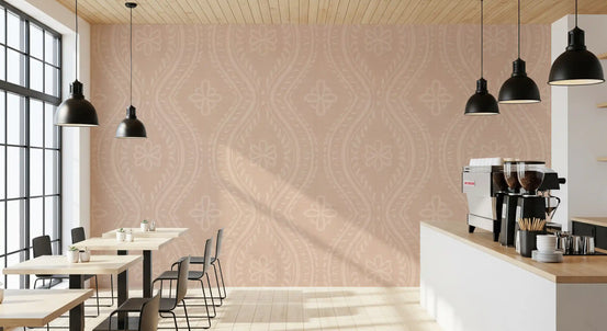 Carta da parati Faded Ogee Damask - Cinnamon Tea
