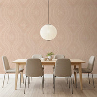 Carta da parati Faded Ogee Damask - Cinnamon Tea