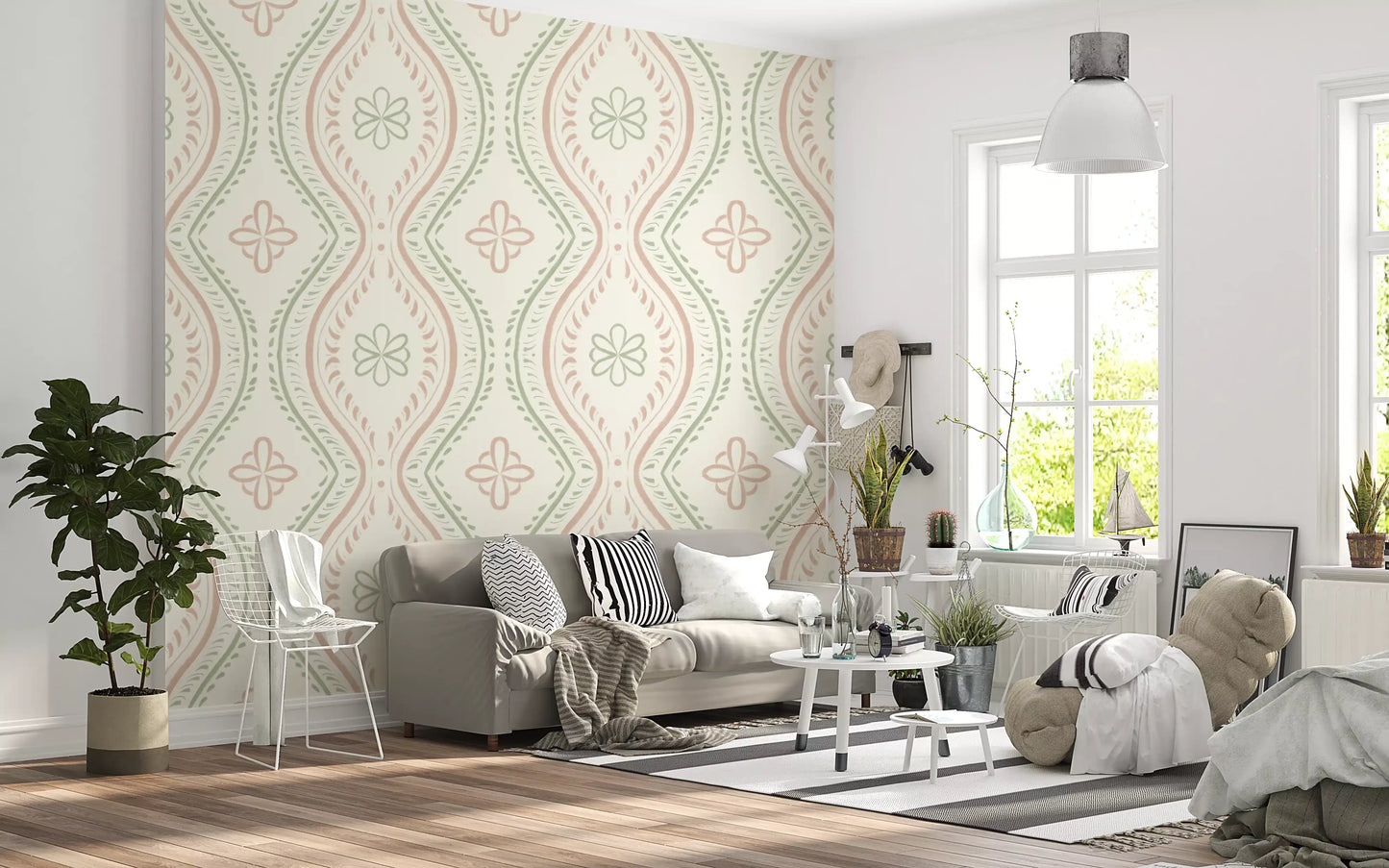 Falmet Ogee-damask – klassisk grandmillennial-tapet