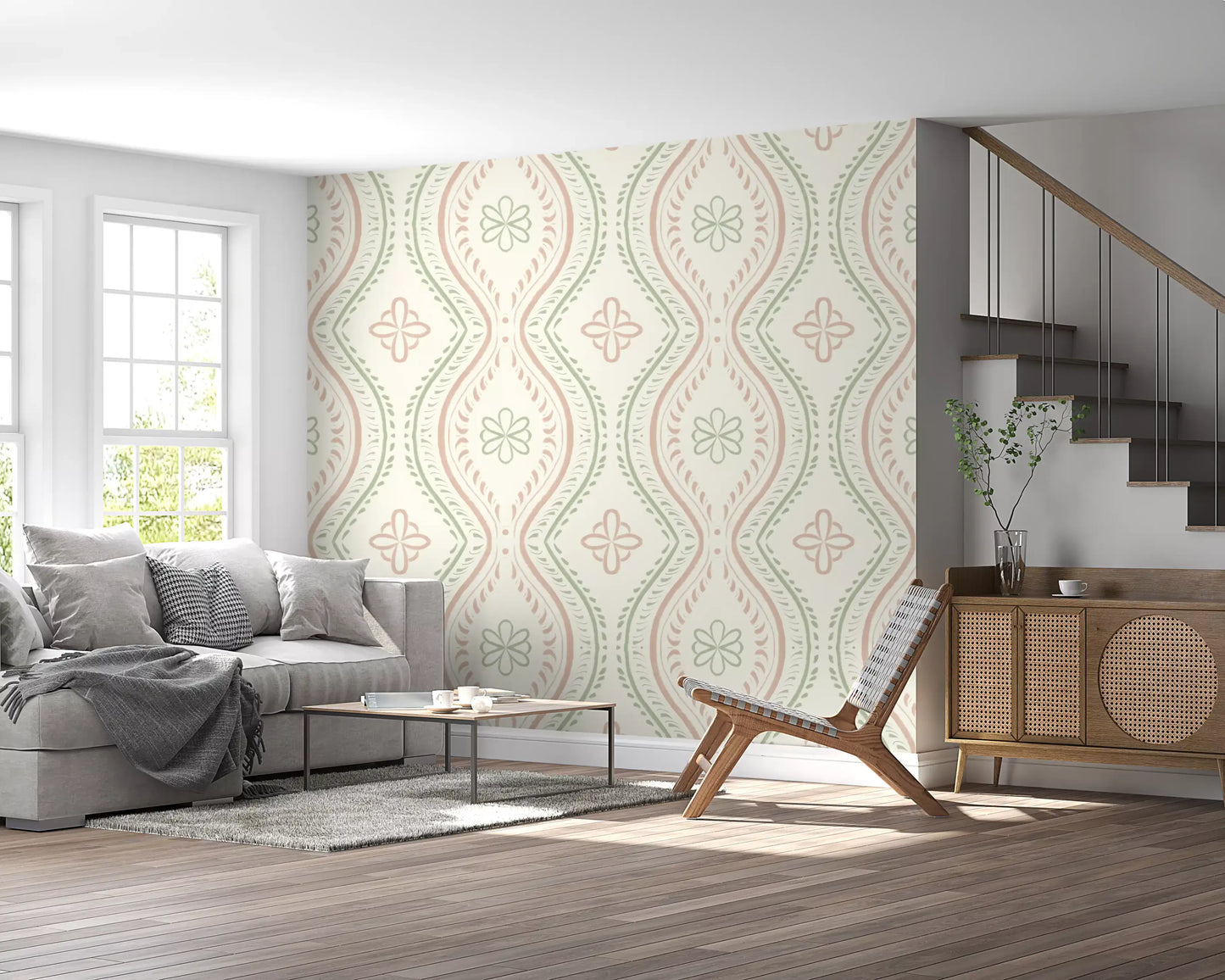 Falmet Ogee-damask – klassisk grandmillennial-tapet