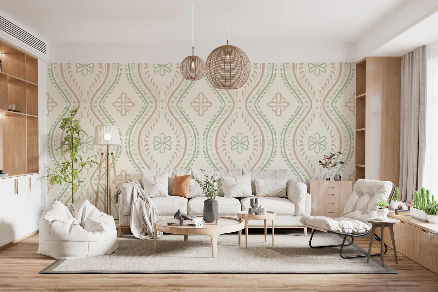 Falmet Ogee-damask – klassisk grandmillennial-tapet