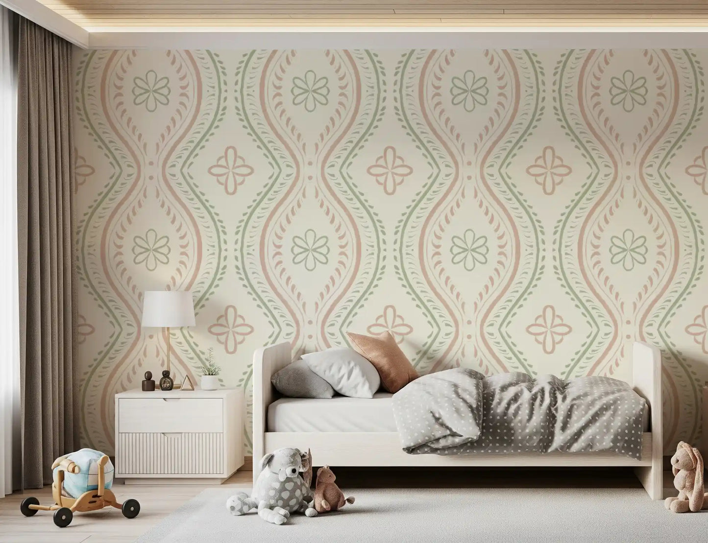Falmet Ogee-damask – klassisk grandmillennial-tapet