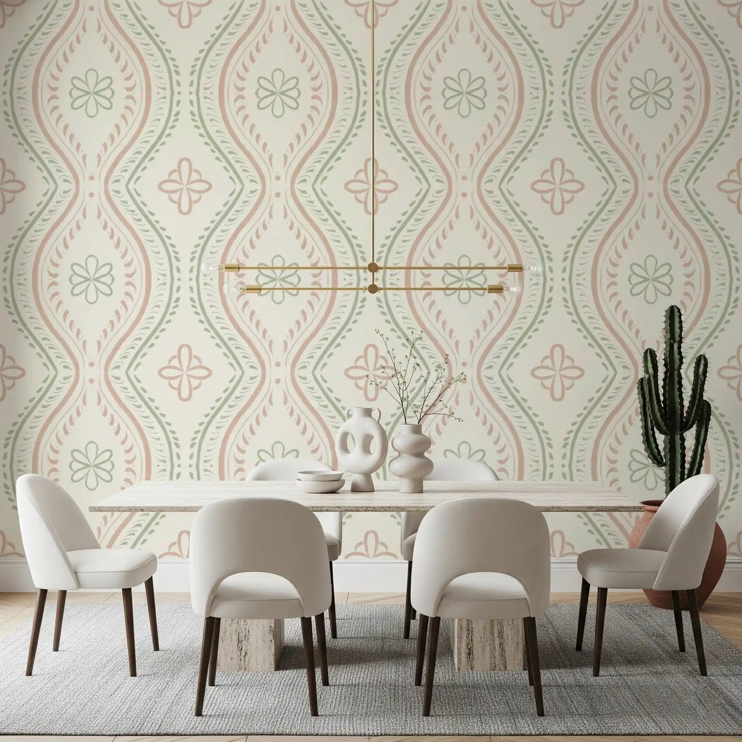 Falmet Ogee-damask – klassisk grandmillennial-tapet