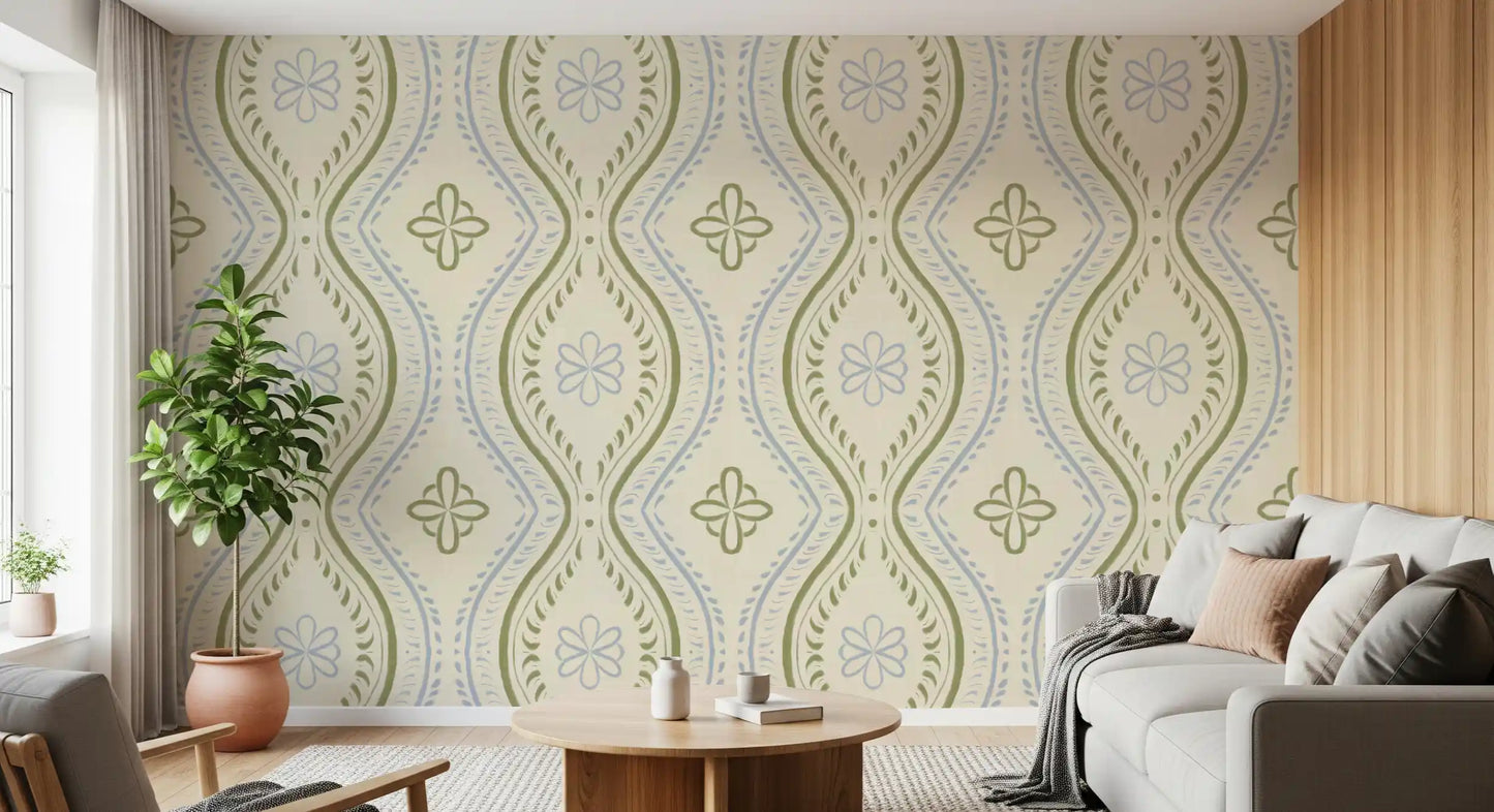 Faded Ogee Damask - Timiless French Country Wallpaper⁠