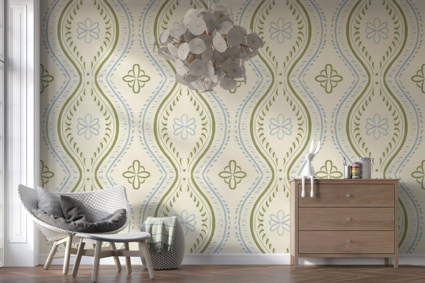 Faded Ogee Damask - Timiless French Country Wallpaper⁠