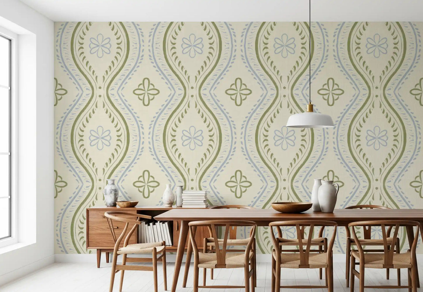 Faded Ogee Damask - Timiless French Country Wallpaper⁠