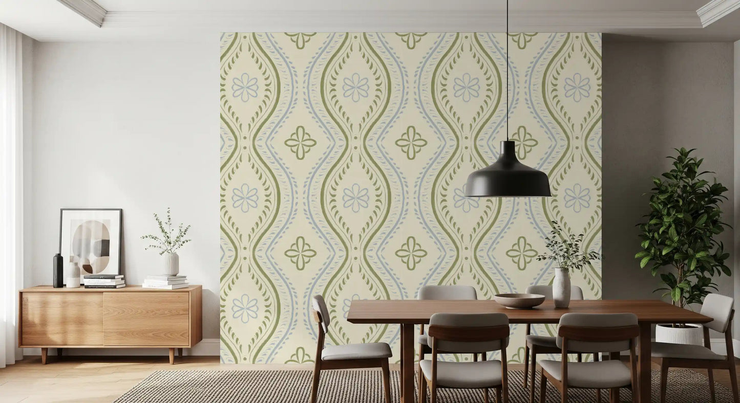 Faded Ogee Damask - Timiless French Country Wallpaper⁠