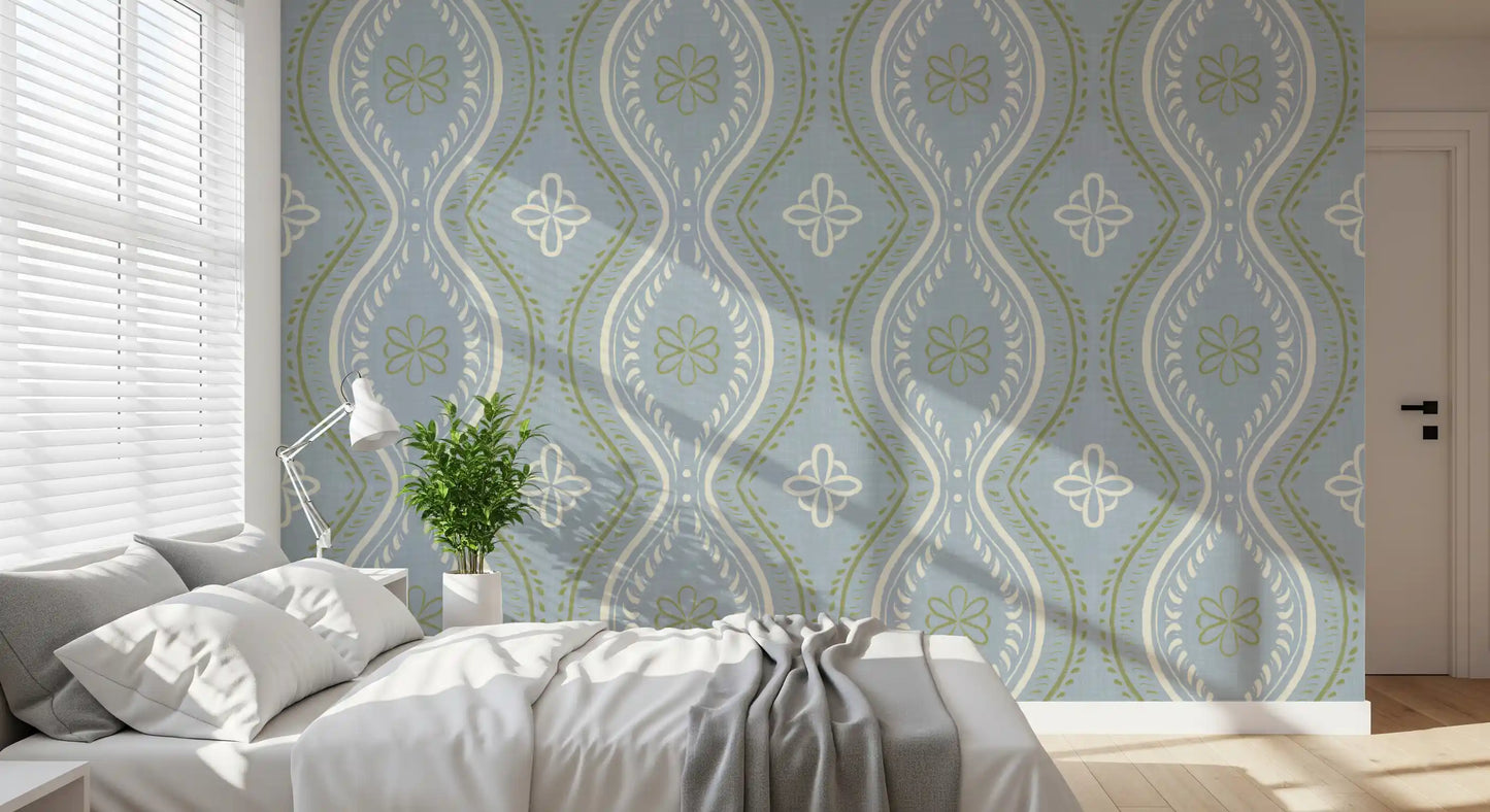 Falmet Ogee-damask – klassisk fransk landstil-tapet