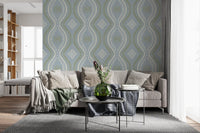 Falmet Ogee-damask – klassisk fransk landstil-tapet