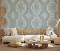 Falmet Ogee-damask – klassisk fransk landstil-tapet