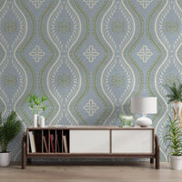 Falmet Ogee-damask – klassisk fransk landstil-tapet