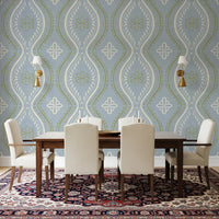 Falmet Ogee-damask – klassisk fransk landstil-tapet