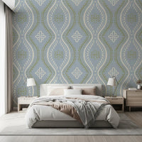 Falmet Ogee-damask – klassisk fransk landstil-tapet