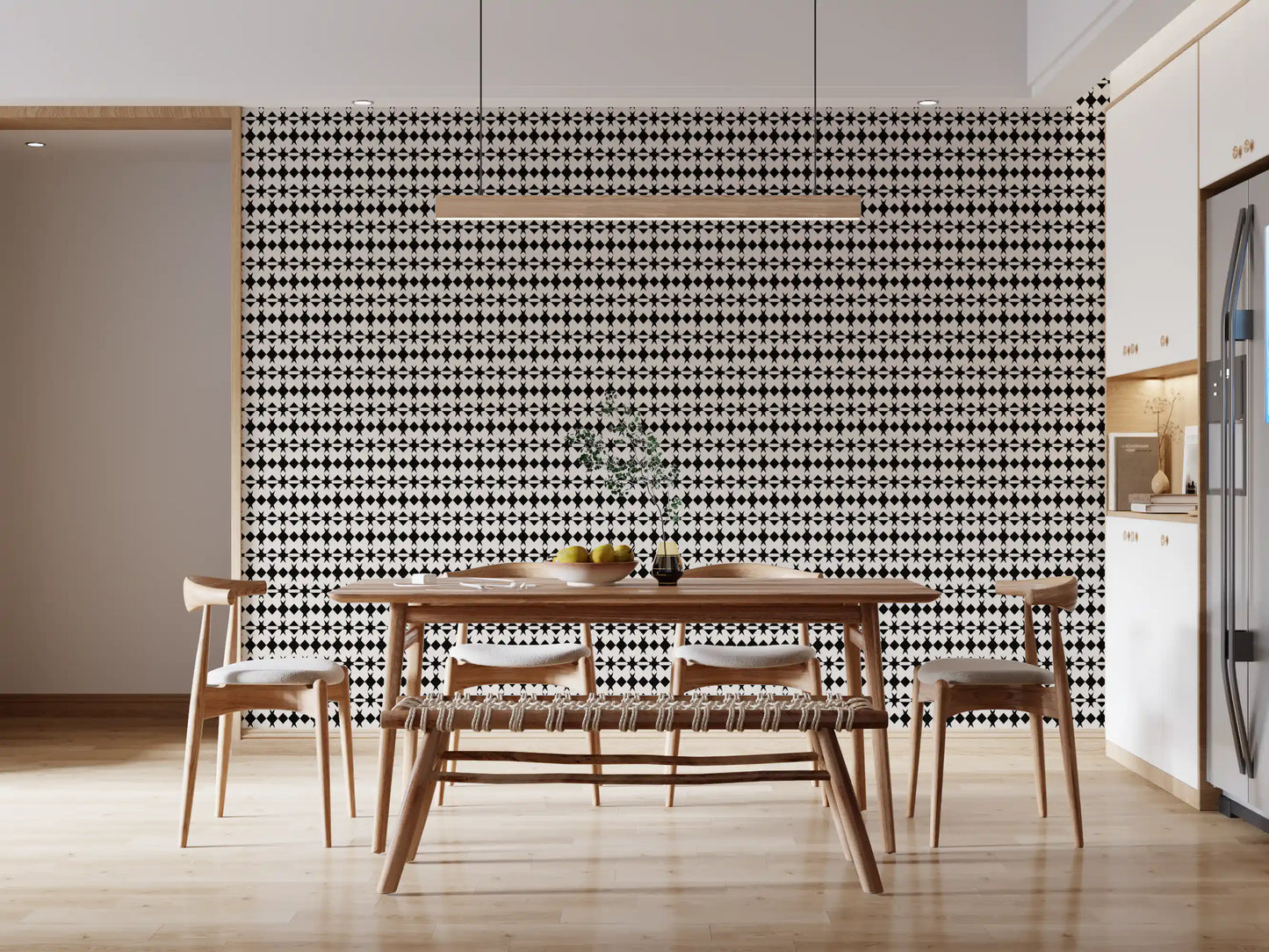 Papier peint graphique minimaliste à motif de losanges en grille