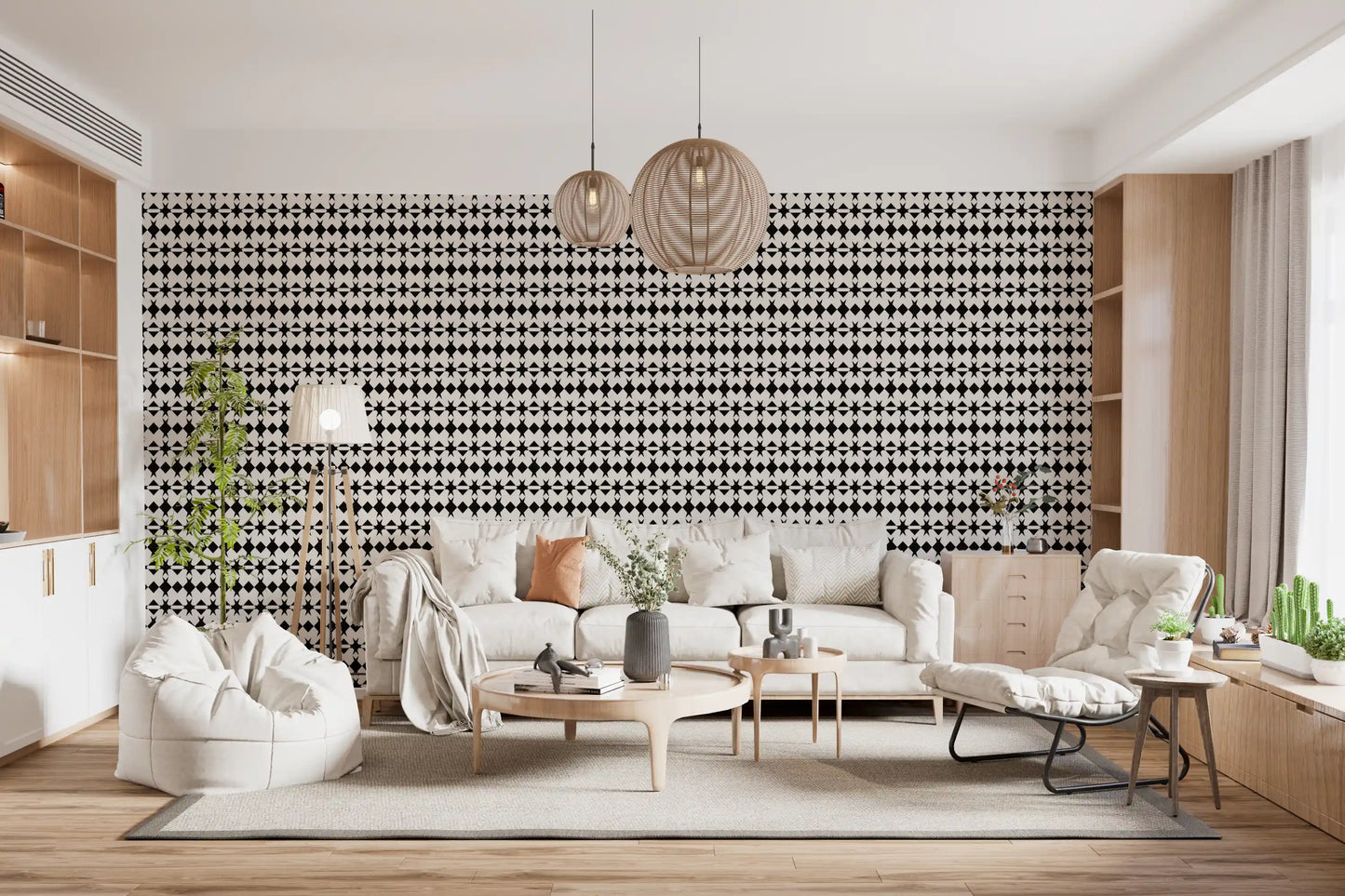 Papier peint graphique minimaliste à motif de losanges en grille