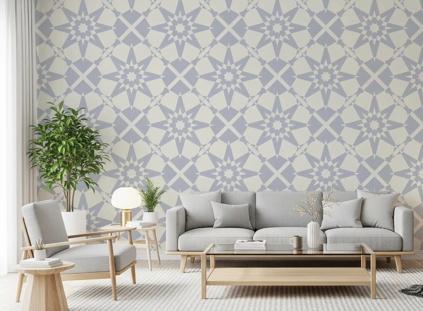 Minimalistisk tapet med symmetrisk stjernemønster