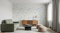 Minimalistisk botanisk tapet med blå kronblade