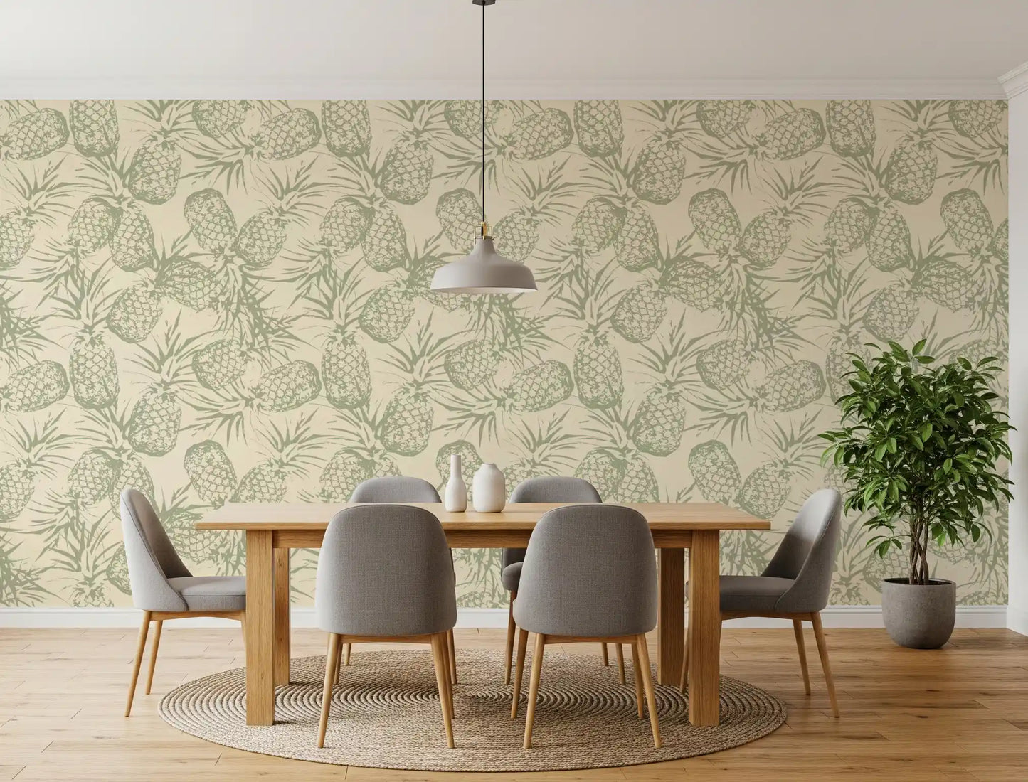 Rustikale botanische Ananas-Printtapete