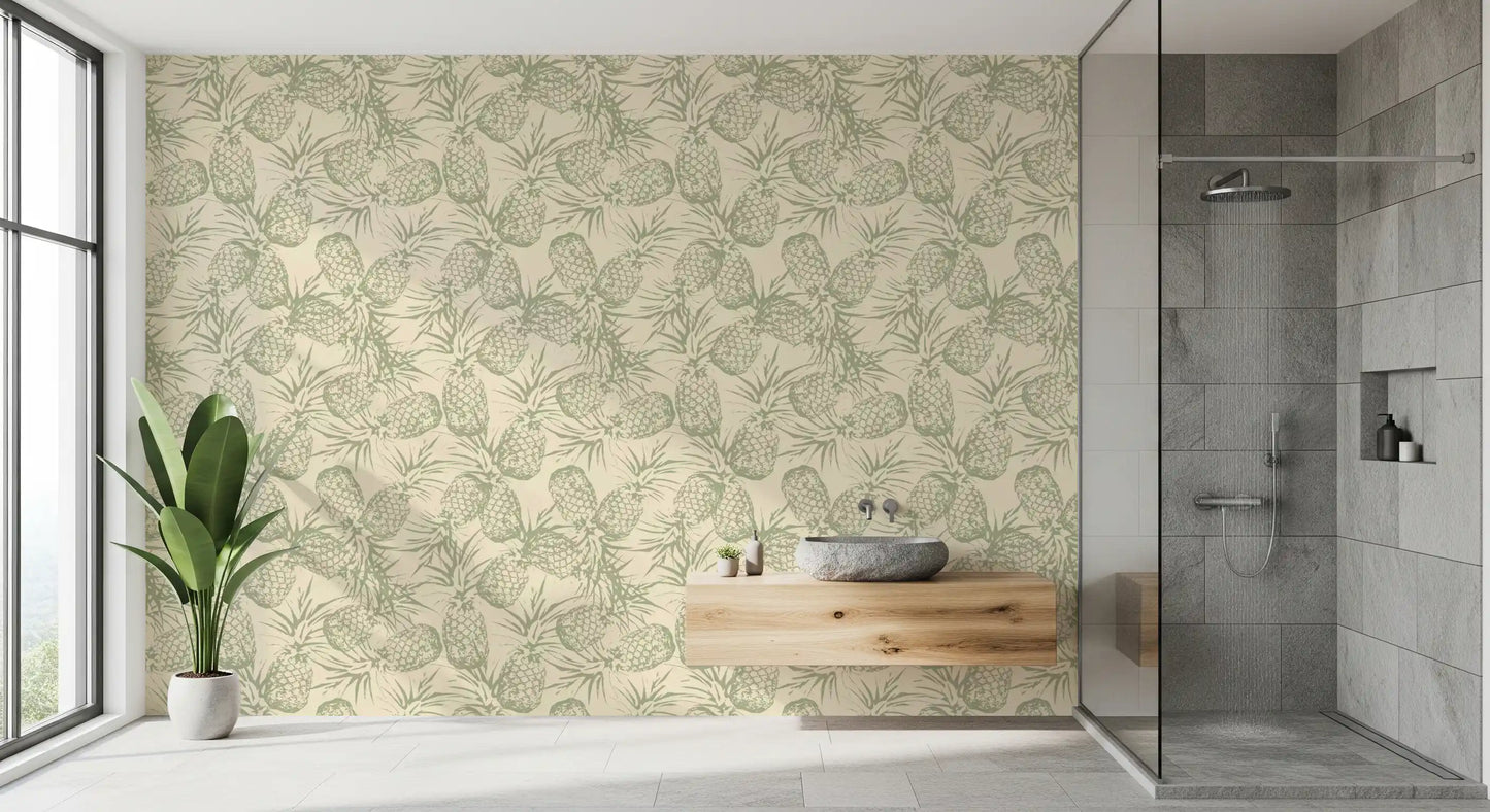 Rustikale botanische Ananas-Printtapete