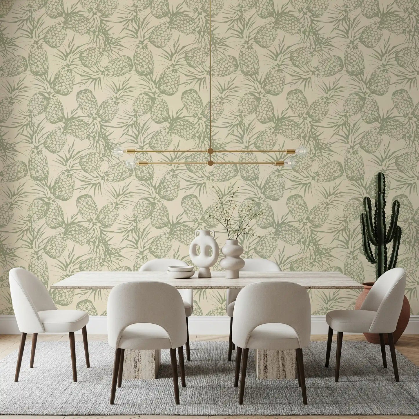 Rustikale botanische Ananas-Printtapete