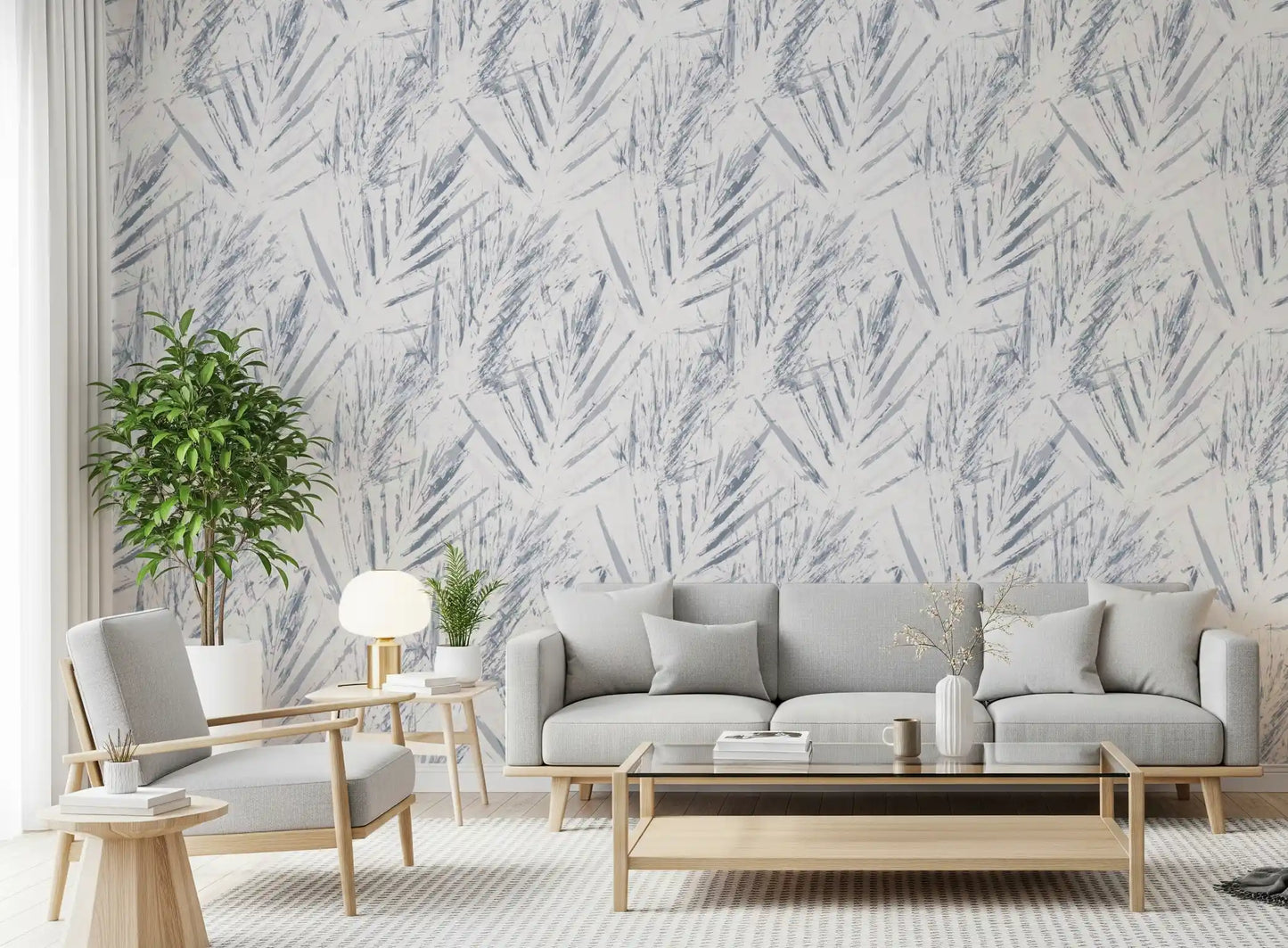 Papier peint monochrome texturé à feuillage de palmiers⁠
